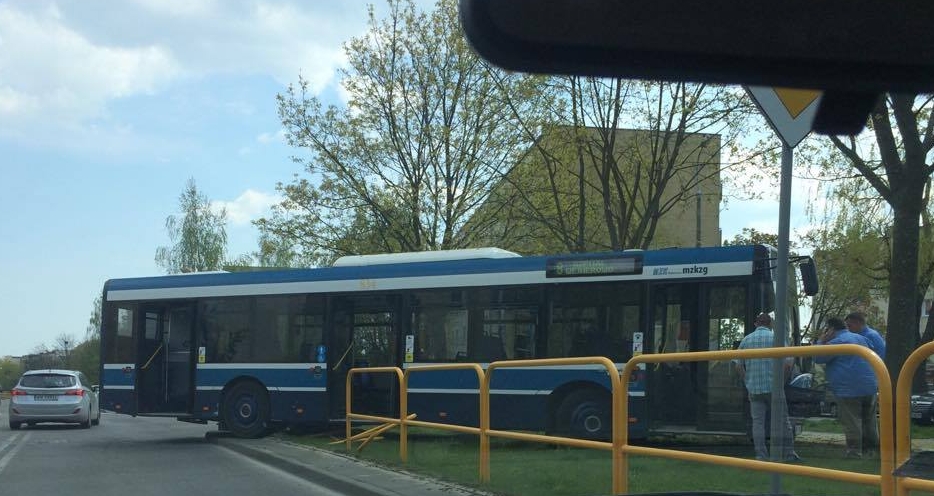 Autobus ?zaparkował? na trawniku