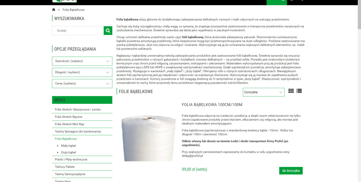 Różne rodzaje folii bąbelkowej