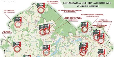 Mapka z lokalizacjami AED w Gminie Szemud-38086