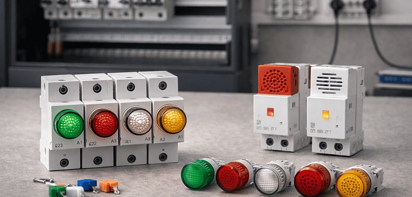 Lampki i sygnalizatory akustyczne w aparaturze modułowej – znaczenie i zasady dobo