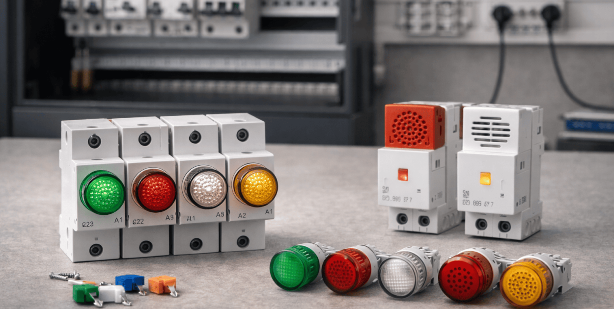 Lampki i sygnalizatory akustyczne w aparaturze modułowej – znaczenie i zasady dobo